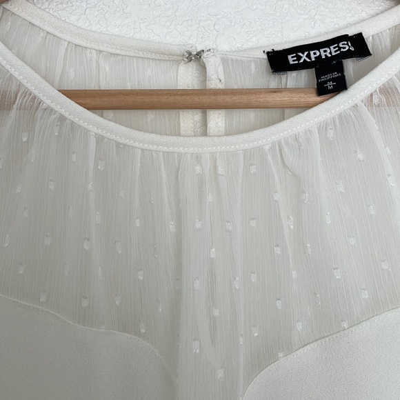 EXPRESS Puff Sleeve White Blouse (Size Medium) - Picture 3 of 3